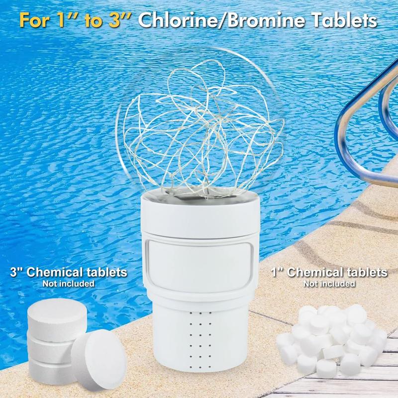 Pool chlorine floater with solar ball light floating chlorine dispenser for 3 chlorine tablets chlorine tablet floater chemical dispenser easy opening bromine tablet holder for pool spa