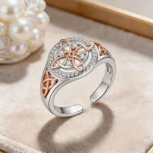 Diamond ring, fashionable and luxurious two-tone ring, open ring, women's ring, women's jewelry, couple's gift