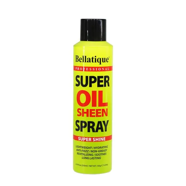 Bellatique Oil Sheen Spray, Hydrating and Deep Conditioning for Super Shine & Curl Enhancing, Lightweight Anti-Frizz Formula for Normal Hair, 6.76 fl oz, Shiny Hair, Aerosol, Hair Curl Styling