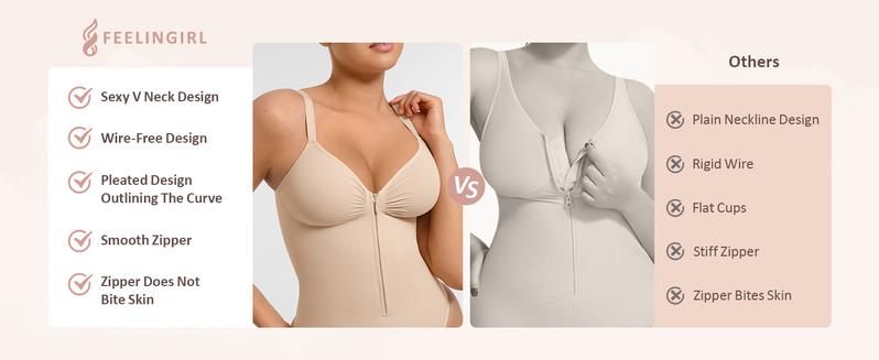 FeelinGirl Seamless Covered Bust Jumpsuit Thong Bodysuit Peach heart collar Fit Womenswear Comfort Shapewear Breathable Comfortable Day Sleeveless Corset Zipper TikTokShopBlackFriday