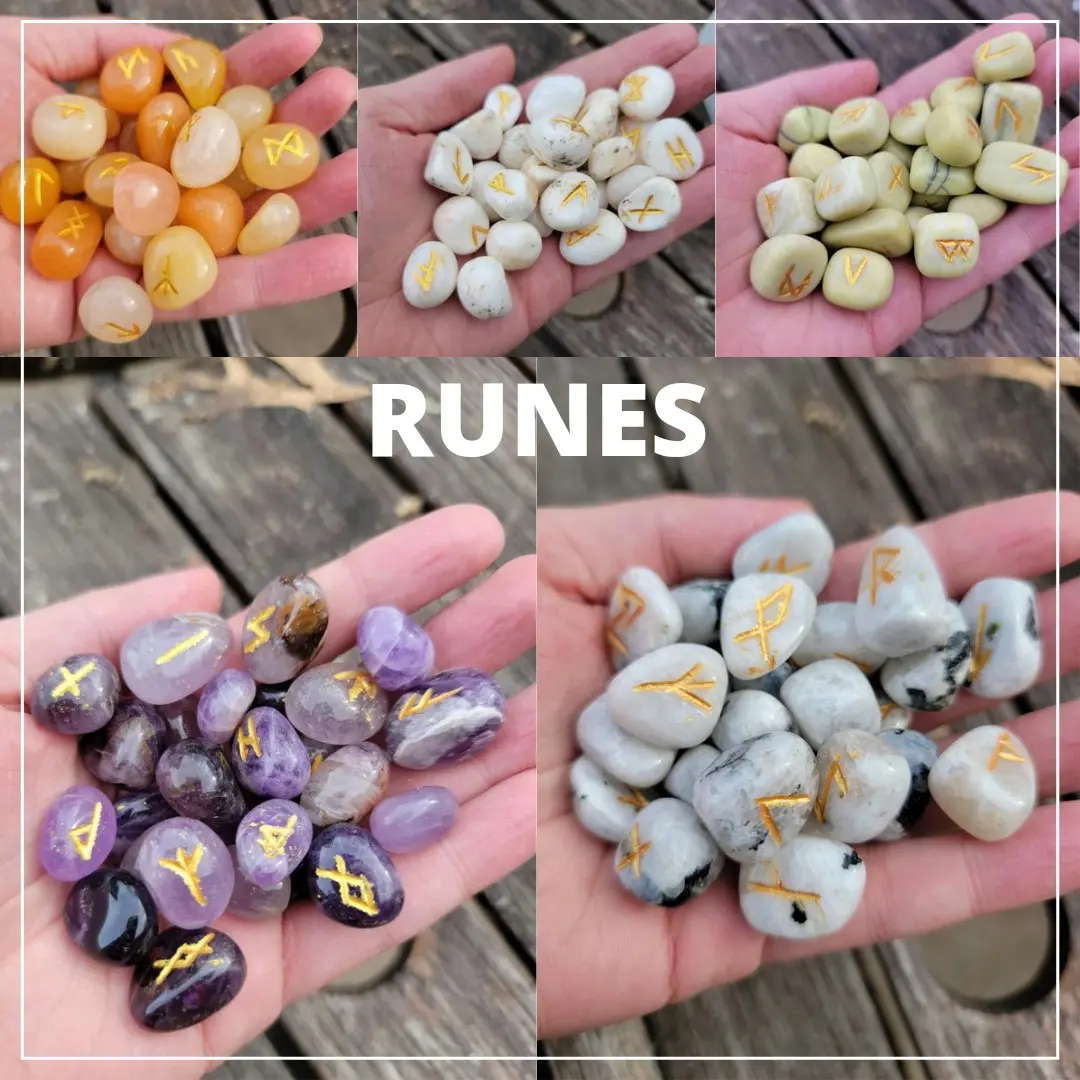 Crystal Rune Stone Set with Gold Inlay Set of 25 Pieces