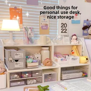 Desktop Organizer Rack, Dorm Office Storage Box, Multi-Layer Dust-Proof Makeup Vanity Shelf, Tabletop Organizer for Cosmetics, Desk Organizers