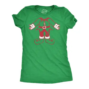 Womens Elf Body T Shirt Funny Cute Xmas Party Santas Helper Tee for Ladies Funny Womens T Shirts Cute Vintage Fashion Casual Ladies T-Shirt Gift Christmas Tops for Women Women's Novelty Tees Green -