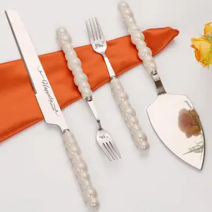 Wedding Cake Cutting Set with Forks, Cake Knife and Server Set with Stainless Steel Serrated Edges, Silver Pie Cutter Pizza Spatula, Gift for Bridal Couples Engagement