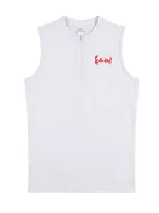 Viral Death Metal Print Compression Tank Top | Men's Half Zip Gym Stringer | TikTok Trendy Bodybuilding Apparel