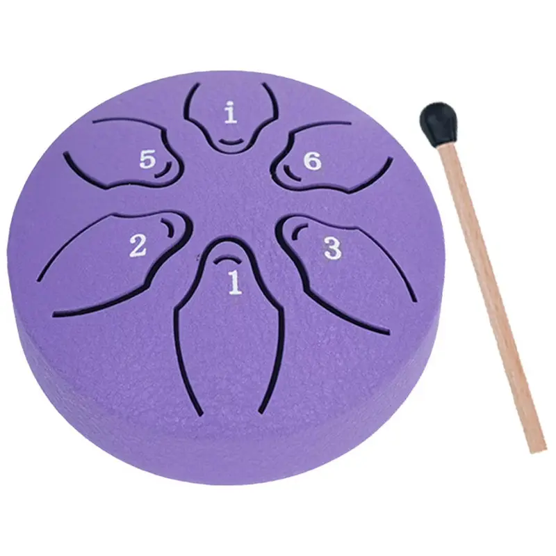 Easy Play Steel Tongue Drum, 3 Inch 6 Note Mini Handpan Drum for Meditation, Relaxing Music, Garden and Outdoor Use, Adult Gift Instrument