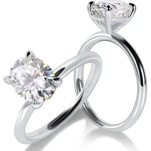 1PC Oval Cut Lab Moissanite Ring S925 Silver Hidden Halo GRA D-VVS1 1CT Solitaire Engagement Promise Wedding Ring Women summervibes