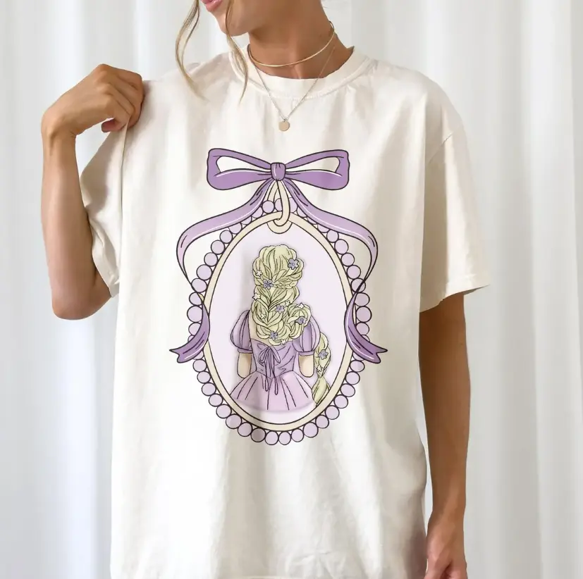 Retro Coquette Bow #Rapunzel Princess, Happiest Place On Earth, Girls Trip 2025, Family Vacation, Funny, Cute tee, Cartoon Shirt, Sweatshirt, Hoodie