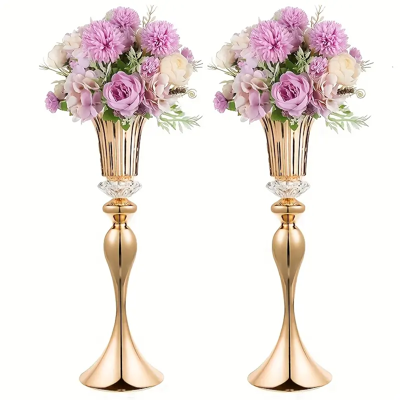 2/10 acrylic crystal stand wedding gold vase, 22 high wedding reception center vase, metal center vase for table decoration, Christmas, party decoration