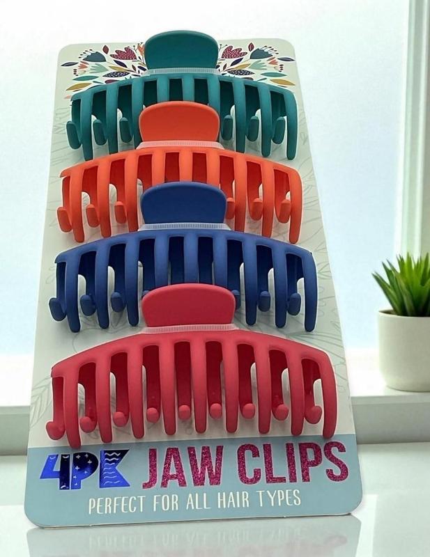 4-Pack Jumbo Hair Clips Teal Orange Blue Melon Red Wide Tooth Design Secure Grip for Thick Hair Styling Accessories 5 Inches Long