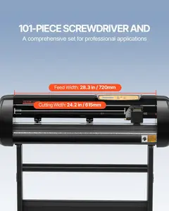 VEVOR Vinyl Cutter Machine,  Upgraded 28 Inch Paper Feed Cutting Plotter Bundle, Adjustable Force & Speed Vinyl Printer with Powerful Stepper Motors, Signmaster Software Compatible with Windows System