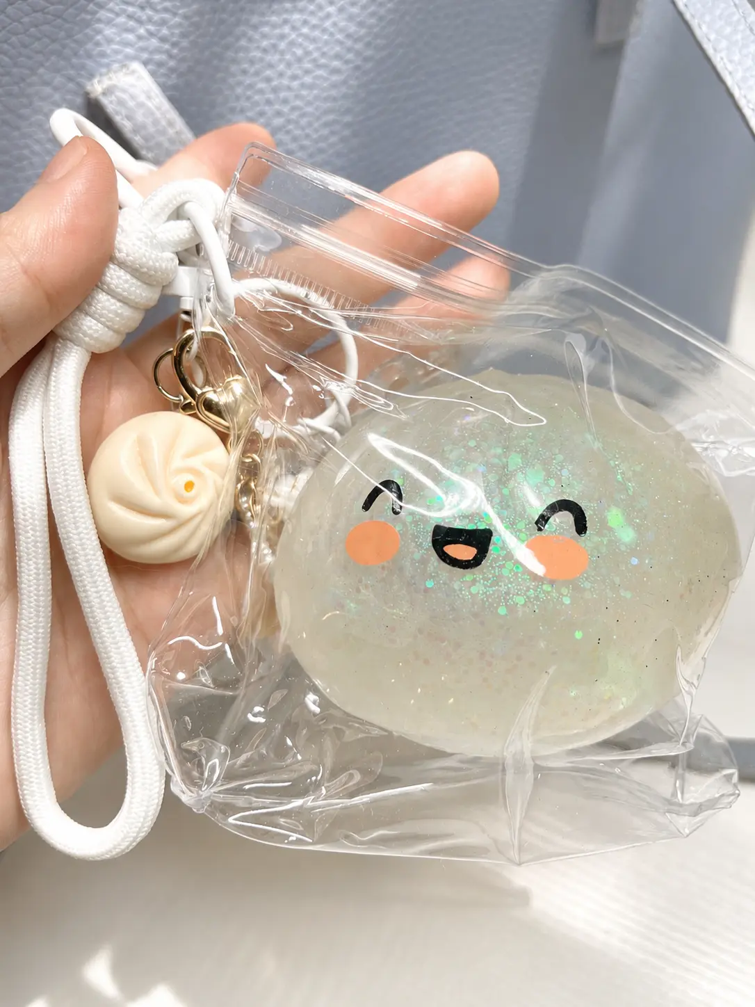 Dumpling Squishy Keychain, Squishy Stress Relief, keychain for backpack, Fidget Toy, Handmade Gift for Her, Ships from U.S