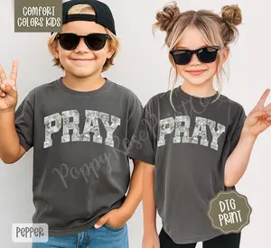 Camo Pray Comfort Colors Youth Tshirt