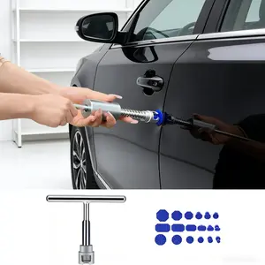 1 Set Car Dent Repair Kit with Dent Puller Tool, T-Handle Puller and 18 Blue Clips, No Damage Paintless Design, Fixes Dents, Hail Marks, Collision Indentations Car Dent Remover