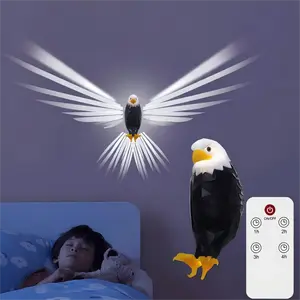 Magnetic Wall-Mounted Eagle Night Light with Remote Control Battery Operated Removable Charging for Bedroom Living Room Hallway Luxury Decoration Lamp