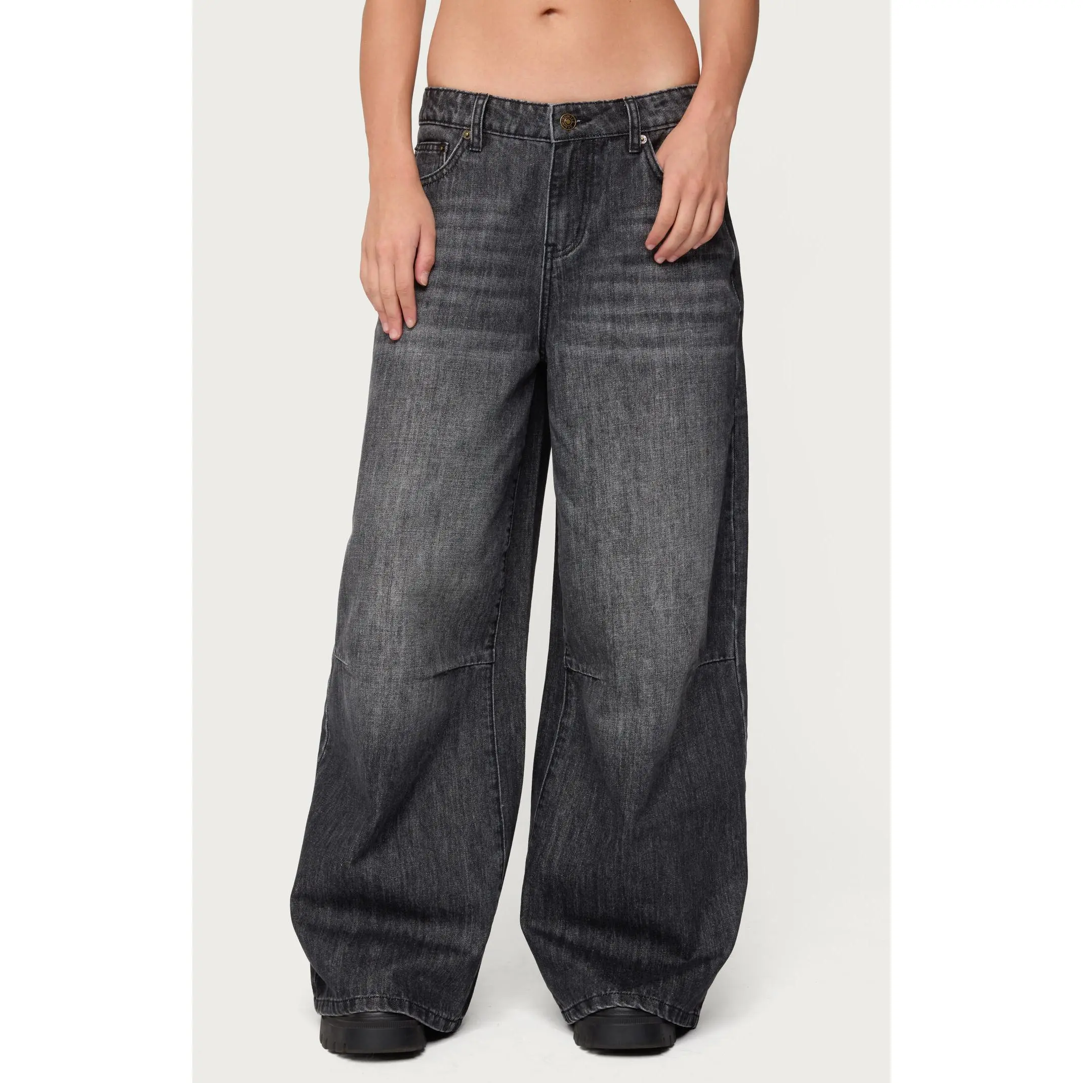 Edikted Women's Skater Girl Washed Low Rise Jeans
