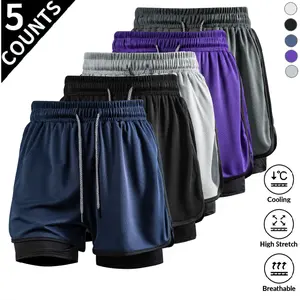 2026 New Fake Two-Piece Shorts Men's Sports Pants Men's Running Pants Men's Beach Pants Men's Fitness Pants Men's Casual Pants Men's Three-Quarter Pants