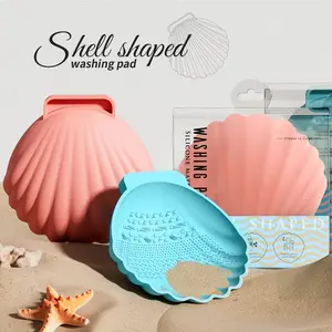 Docolor Shell Shaped Washing Pad Makeup Brush Cleaner Mat for Cleaning Cosmetic Brushes Silicone Cleaning Pad with 3 Textures for Effective Cleansing