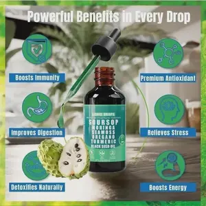 Soursop Bitters Liquid Drops 10 in 1 with Sea Moss, Moringa, Turmeric, Black Seed
