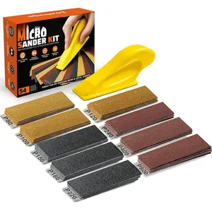 54 count   Sander, Detail & Mini Sander Block - Precision Small Hand Sanding Tool, 80-800 Grit Sandpaper Kit, 3-in-1 Set for , Crafts, Furniture, Tight Spaces & DIY Projects