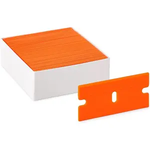 100 Pac Plastic Razor Blaes for Scraper Tool - ouble Ege Plastic Scraper Blaes for Removing Sticers, ecals, Ahesive, Labels  Vinyl from Glass,  Winows  Surfaces