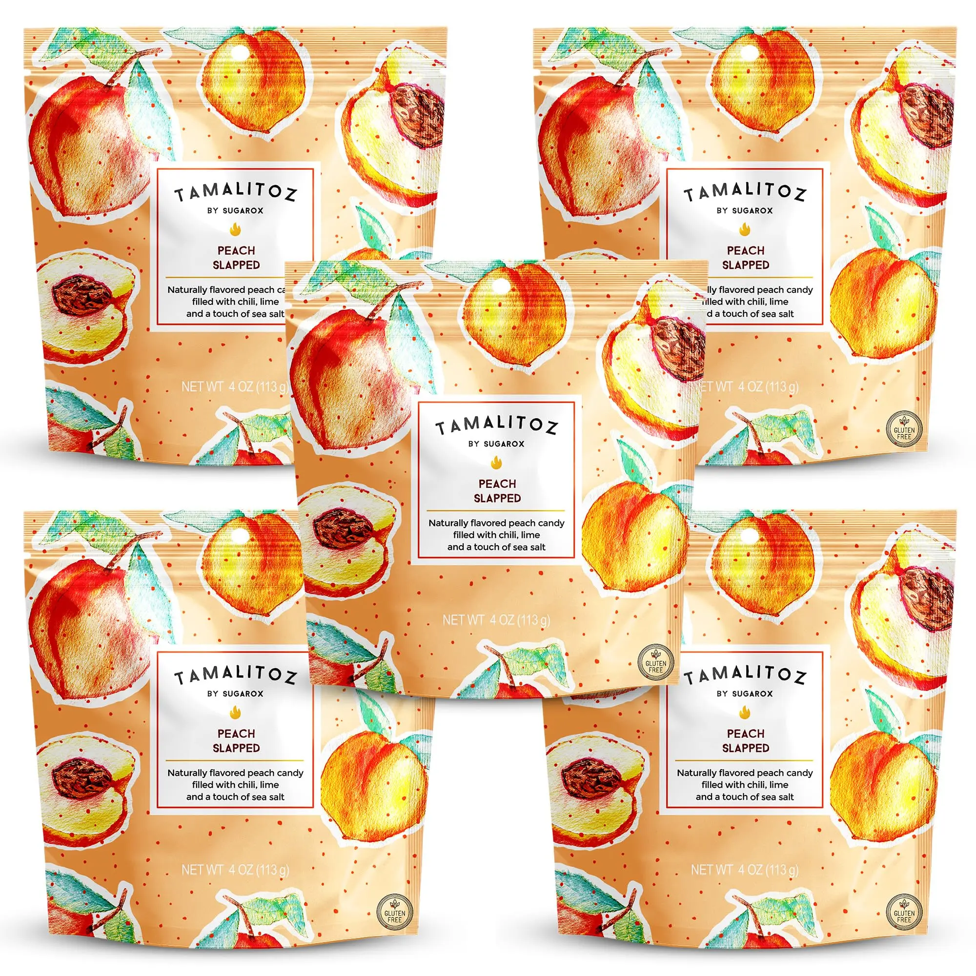 Peach Slapped (5-Pack) Soft peach sweetness meets a stinging chili, lime, and sea salt center. This ribbon candy isn’t here to be cute—it’s here to bring the heat. One crunch and you’re hooked. Call me hot, not sweet.