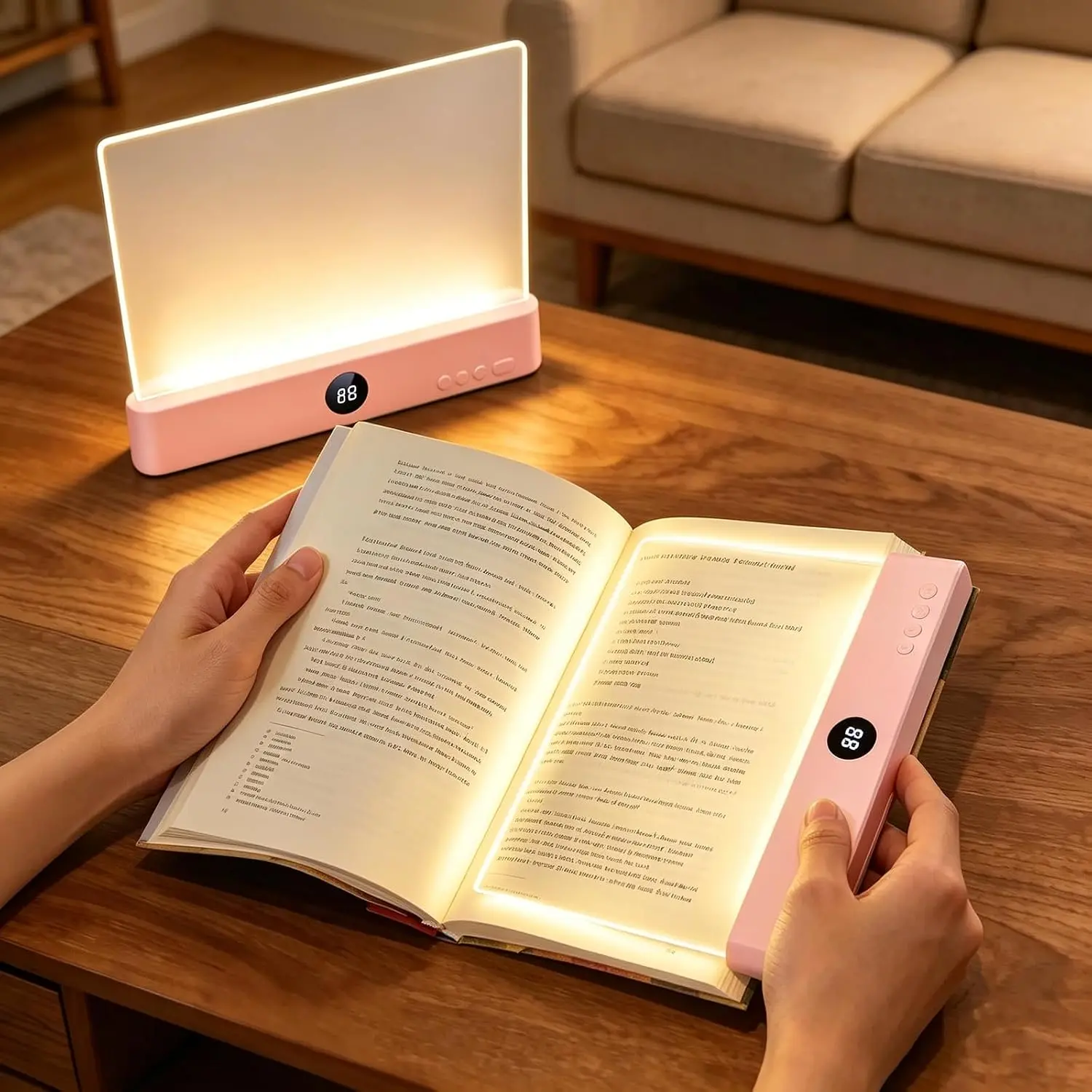 Rechargeable Smart LED Reading Flat Lamp - Ultra-Thin Wireless, Dimmable Adjustable Brightness, Timer Function, Doodleable, Quiet, 3 Lighting Options, Full Page Coverage, Bedside Use, Festive Humorous Gift Box for Study Readers (Home Supplies)