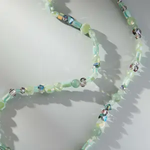 Rolling in Green Aventurine Multi Beaded Stretch Necklace