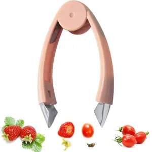 Strawberry Huller Stem Remover Tomato Corer Potato Tweezers Carrot Cutter Pineapple Peeler Clip For Fruit And Vegetable (Orange)