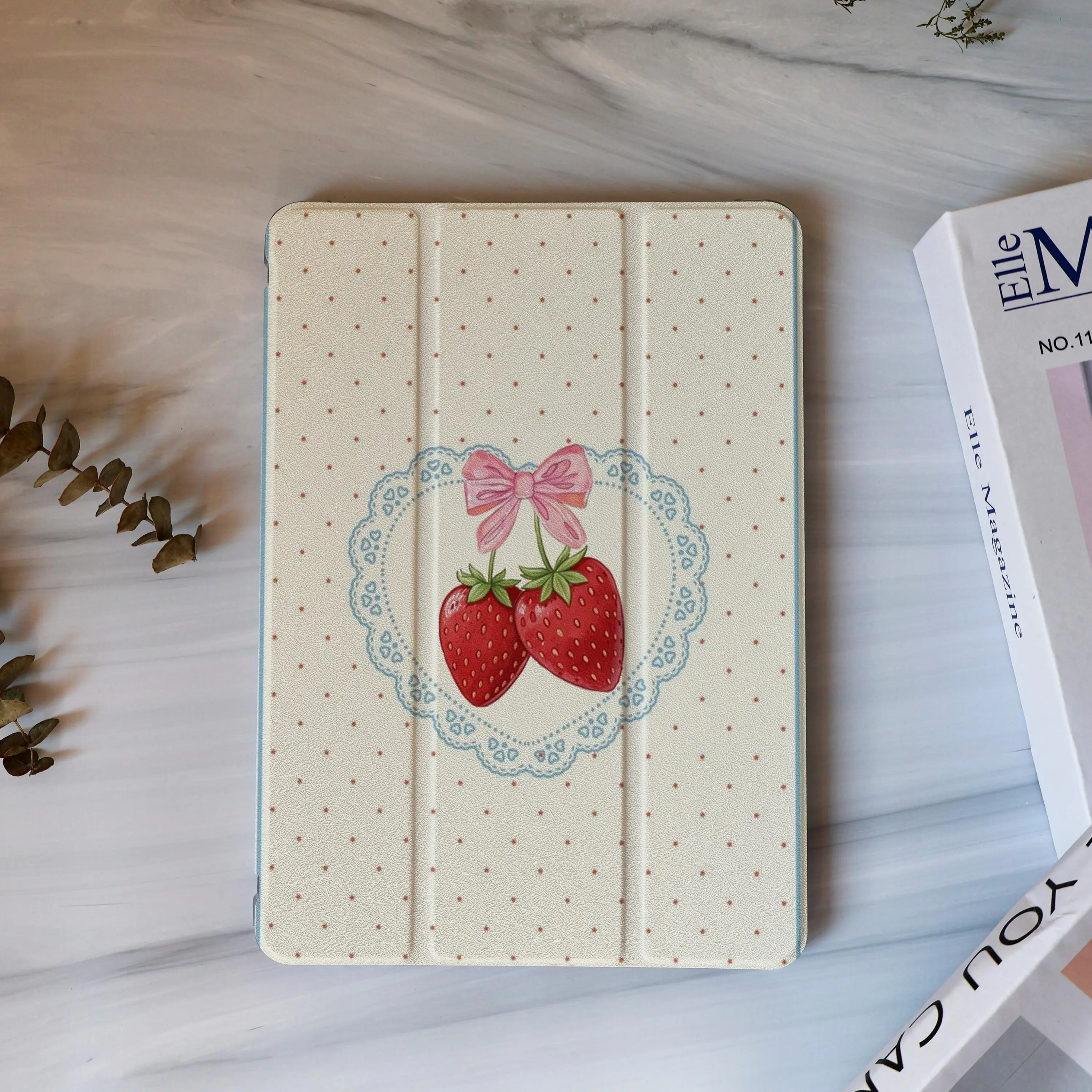 Strawberry Dots Kindle Case With Hand Strap, Cover for Paperwhite 12th 7”, Kindle 2024, Fire 7, Kobo Clara BW Gift