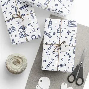 Medical Healthcare Student Graduation Doodle Pattern Premium Eco Friendly Decorative Gift Wrapping Paper 30x36 or 30x72 Vibrant Colors High Quality USA Made