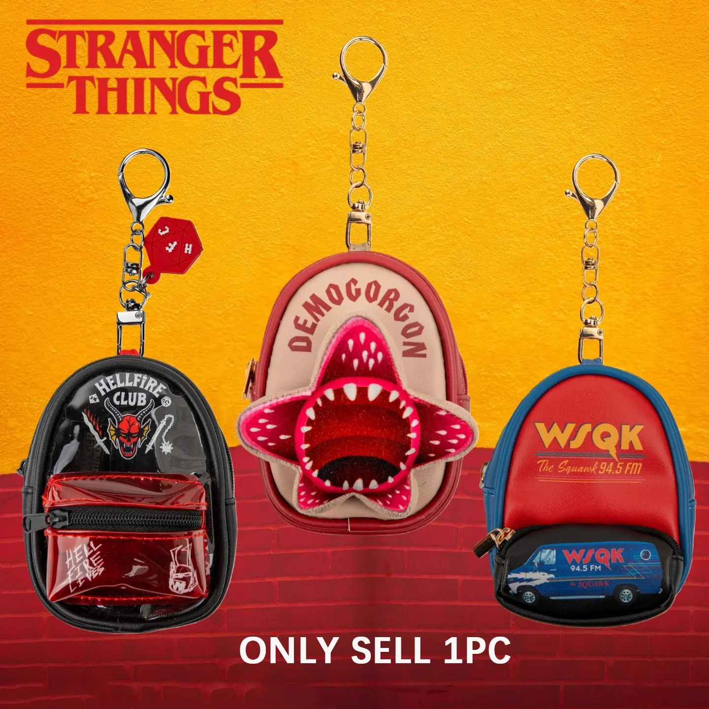 Official Netflix Stranger Things Mini Backpack Keychain, Cool Keychains, Coin Purse Bag Charm, Hellfire Club Dustin's Thinking Cap, Viral 80s Retro Collectible Pouch, Perfect Fan Gift & Stocking Stuffer, Limited Edition Fan Favorites