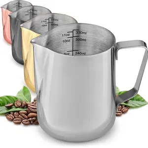 Zulay Milk Frothing Pitcher Jug (12oz/20oz/32oz) - Stainless Steel Frother Cup, Barista Steamer Cup for Coffee & Tea Jugs