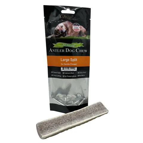 Deluxe Naturals Large Split Elk Antler Chews for Dogs | Naturally Shed USA Collected Elk Antlers Offer A-Grade Quality, All-Natural, Long-Lasting and Durable Chewing Experience | Product of the USA | Ideal for Small and Medium Gentle Chewers