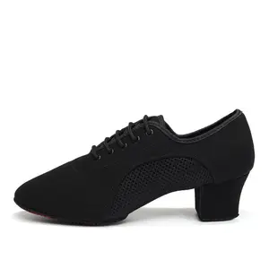 Women's Ballroom Dance Shoes Lace-up Closed Toe Suede Sole Professional Modern Salsa Latin Teaching Practice Performance Dance Shoes Sold