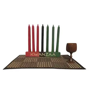 Kwanzaa Engraved Kinara Celebration Set -RBGStr (11pc)