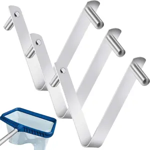 3Pcs Pool Brush Clip V-Shaped Clip, Pool Pole Clips Pool Hooks for Poles, Stainless Steel Clips Double Pin Spring Button Clip for Brushes Skimmers Pool Net Swimming Pool Spa Brush CANIPHA
