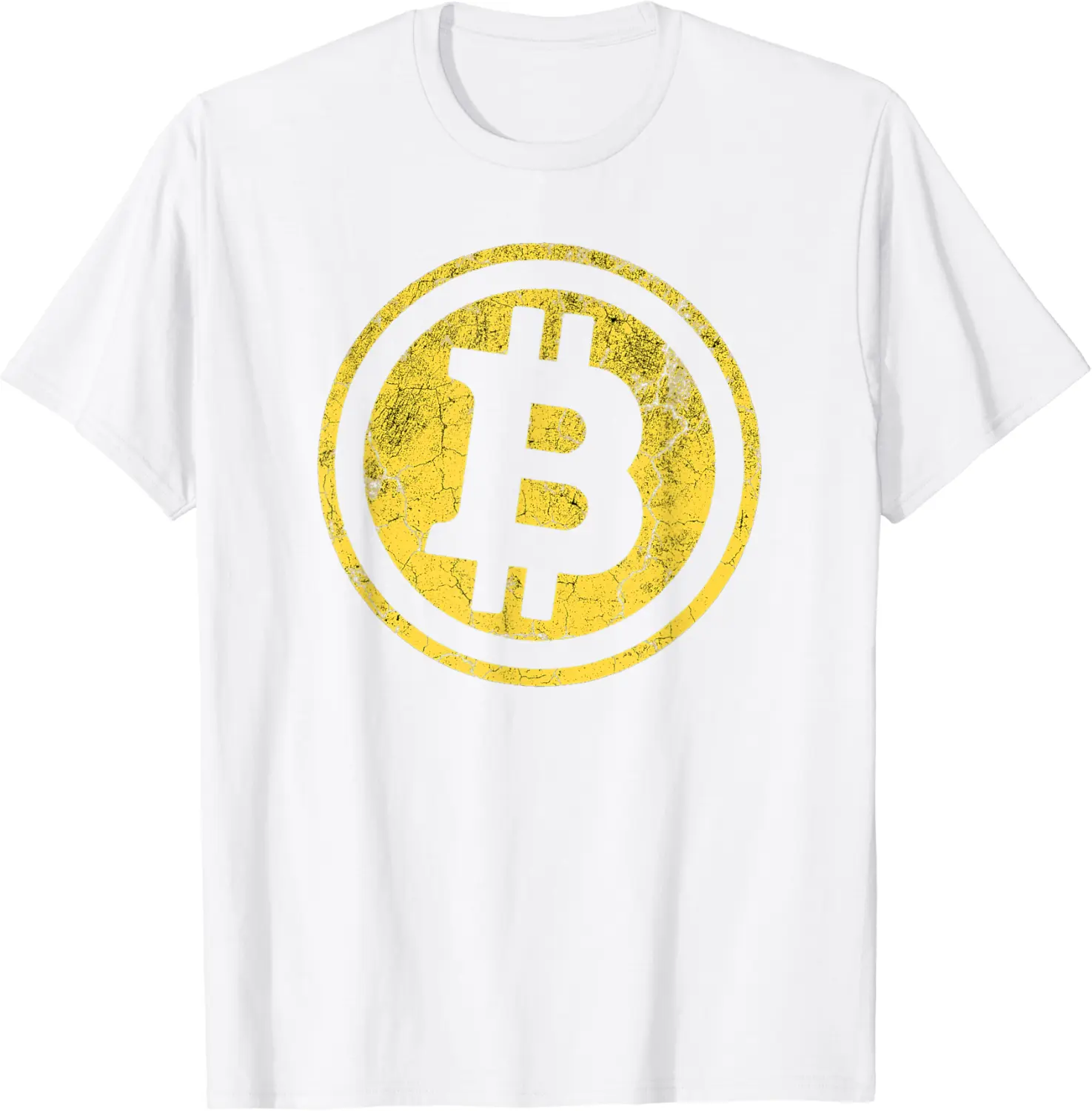 White Bitcoin BTC Cryptocurrency Vintage Gold Crypto T-Shirt - Clydebell Shop 25B09ZDRB783