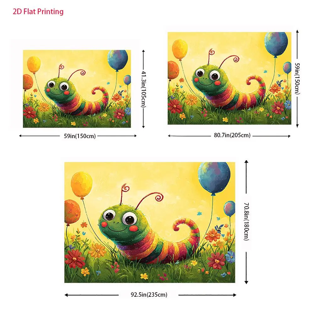 1pc 2D Flat Tapestry 'The Joyful Journey of The Rainbow Caterpillar' - UV-Printed Home Decor Mat for Outdoor Gardens, Room Photo Backdrops, Festive Occasions with Peach-Toned Warmth & Beauty