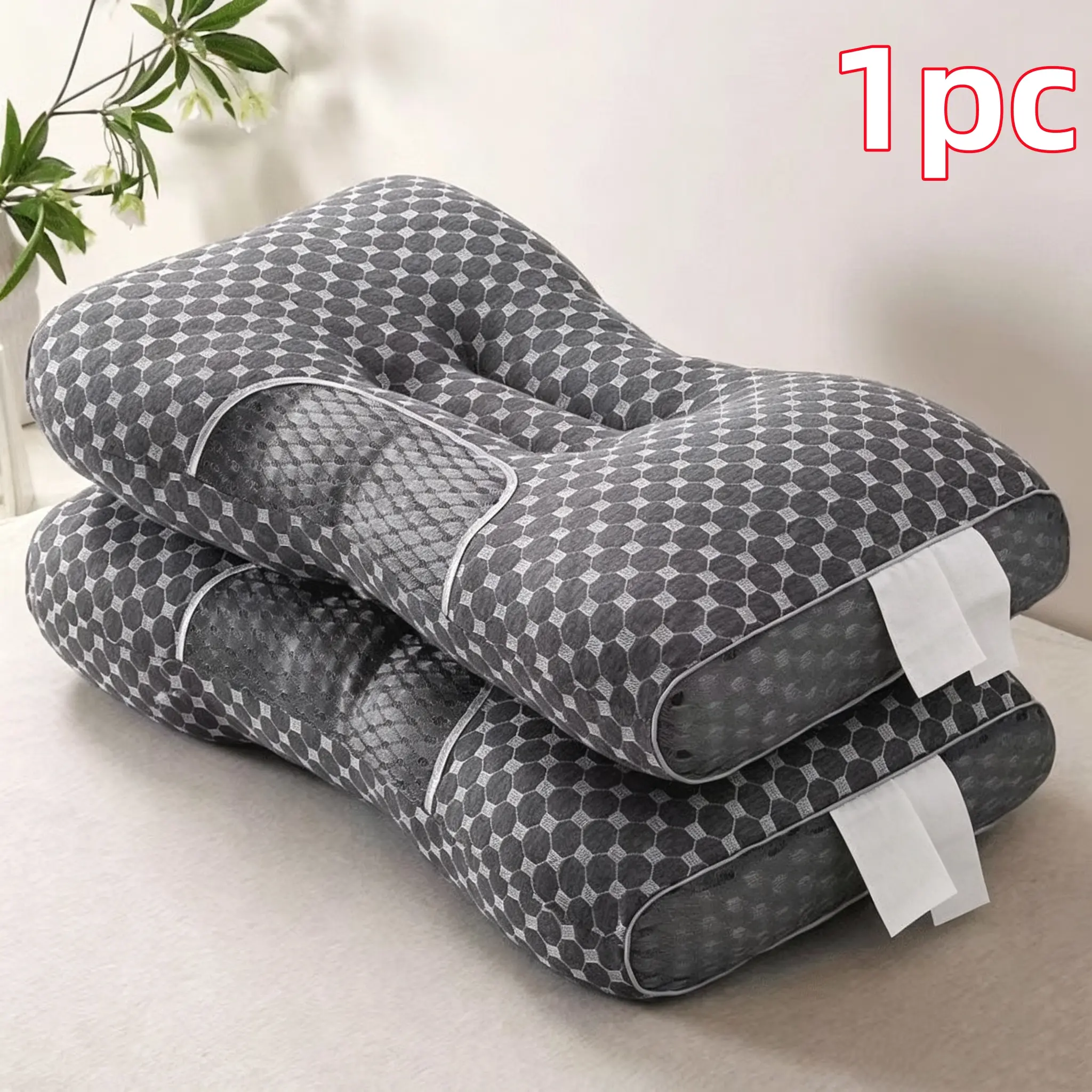 1-Piece All-Season High-Quality Neck Support Pillow Core, Machine Washable, Breathable, Soft, Suitable for Side Sleepers and Back Sleepers