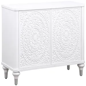 Cardella 2-door Mandala Accent Cabinet Distressed White