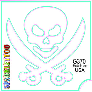 212 MAIN G370 Ruby Red Glitter Cosmetic Makeup Stencil - 1.5x2.3x2.3 in 3-Ply Pirate Swords Design Glitter Tattoos, Easy-Apply, FDA-Safe, 100-Pack, Glitter Face Paint