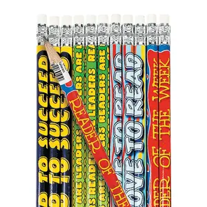 7 1/2" Bulk 144 Pc. Reader’s Motivational Wood Pencil Assortment