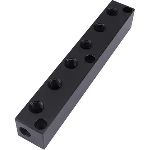 Air Manifold 1/4 NPT, Air Compressor Manifold, Air Hose Inline Manifold Block Splitter, Pneumatic Manifold Air Distribution Block, NPT 1/4 Inch Port (6 Way 8 Port)