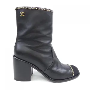 Pre-owned CHANEL Lambskin Small Leather Goods Grosgrain Ankle Boots
