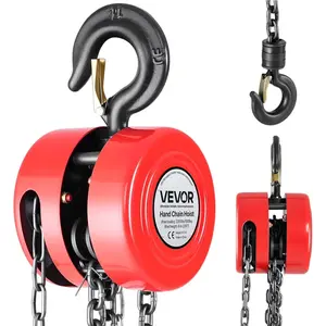 VEVOR Hand Chain Hoist, 1 Ton 2200 lbs Capacity, Manual Chain Block with Upgrade G70 Galvanized Chain, 20 ft Lifting Height, Heavy Duty Pulley Hoist for Garage Warehouse Automotive Machinery, Red