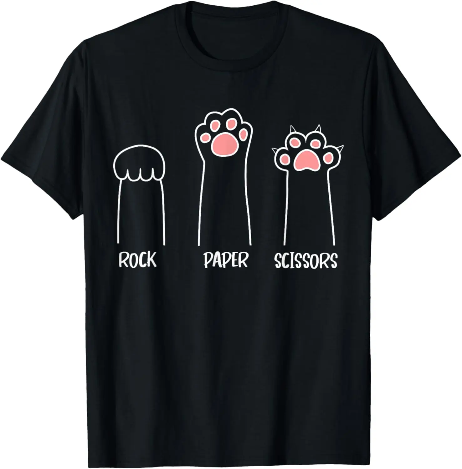 Introvert Cat Animal Rescue Pet Lover Apparel Rock Paper Scissors Hand Game Cute Paw Funny Cat T-Shirt