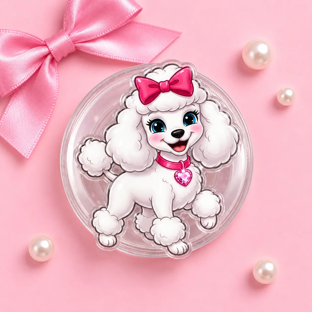 Cute Princess Puppy Phone Grip – Pink Glam MagSafe Acrylic Phone Holder, Girly Doll Inspired Kickstand, Kawaii Phone Accessory Gift for Her