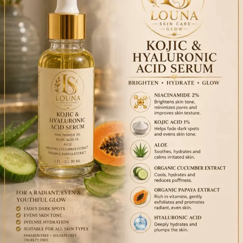 Louna skincare glow kojic acid and Hyaluronic acid serum