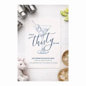 Martini 30th Birthday Invitation Talk Thirty to Me Cocktail Party 5x7 Inches Premium Cardstock Invitations with Envelopes for Adult Milestone Celebration